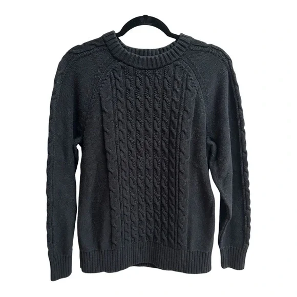 GAP Black Cable Knit Crewneck Sweater Maternity Women’s Medium - Picture 10 of 12